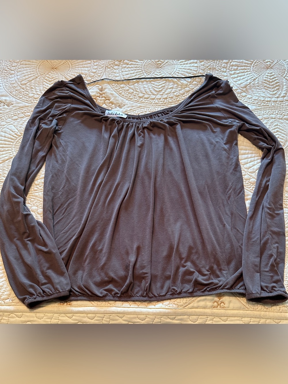 Lady Dutch Brown Long-Sleeve Scoop Neck Top